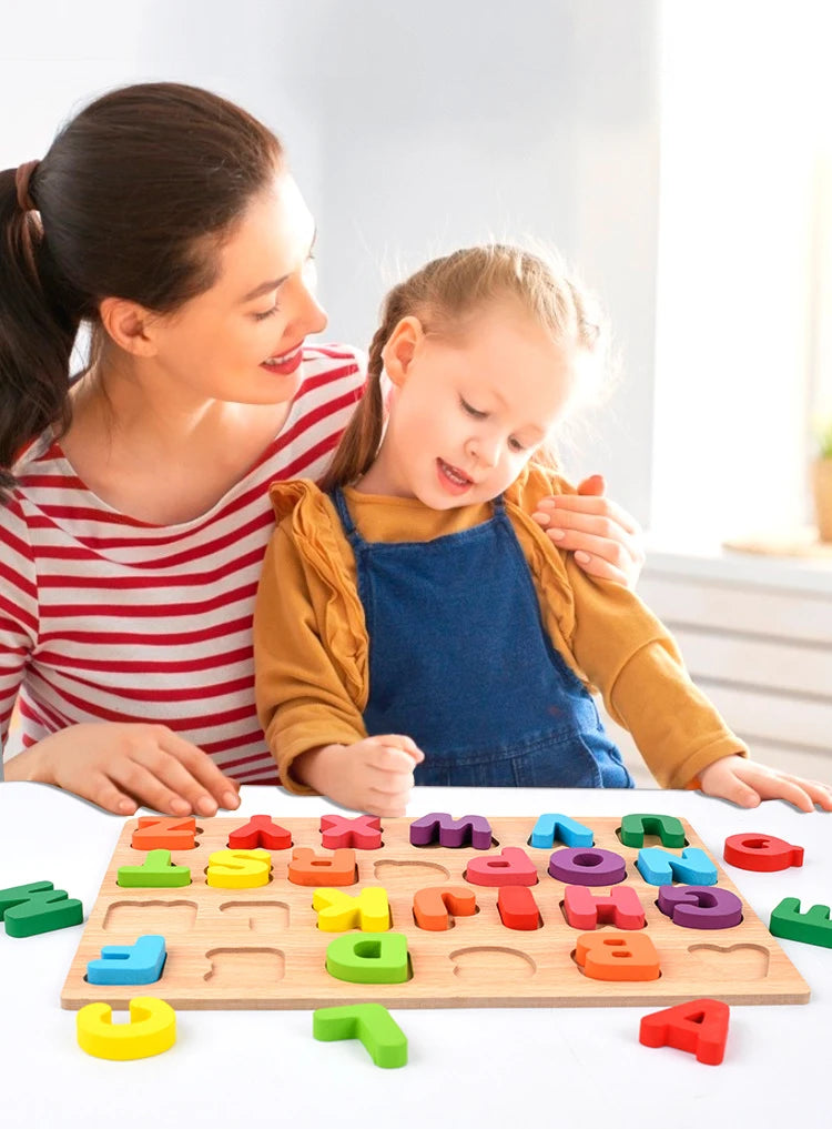 Wooden Number, Letter & Shape Puzzles