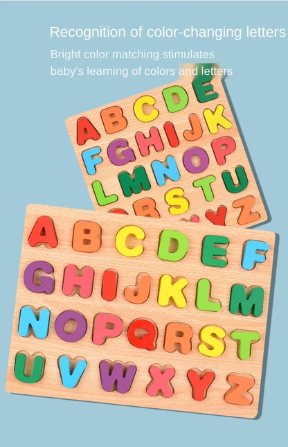 Wooden Number, Letter & Shape Puzzles