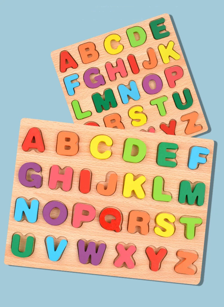 Wooden Number, Letter & Shape Puzzles