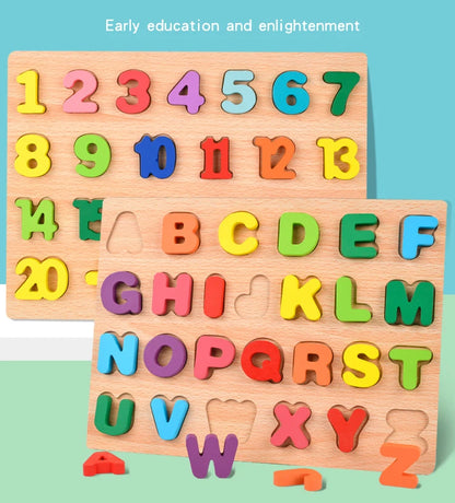 Wooden Number, Letter & Shape Puzzles