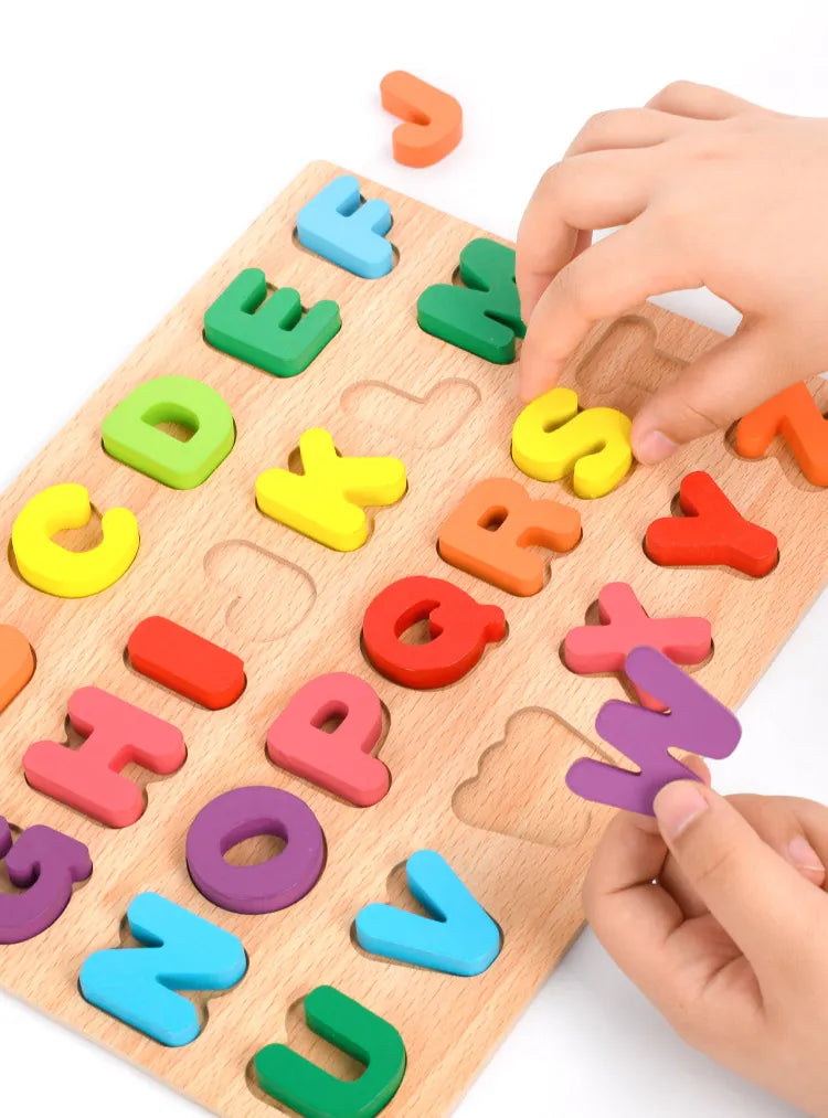 Wooden Number, Letter & Shape Puzzles