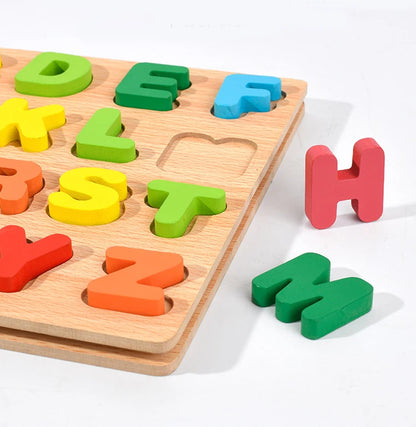 Wooden Number, Letter & Shape Puzzles